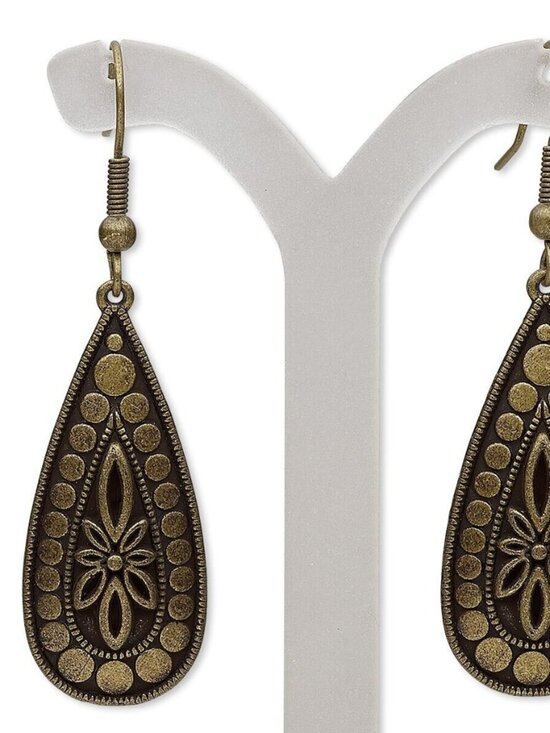 PinkDiva Jewelry - Bronze Gothic Dotted Textured Lightweight Teardrop Dangle Earrings